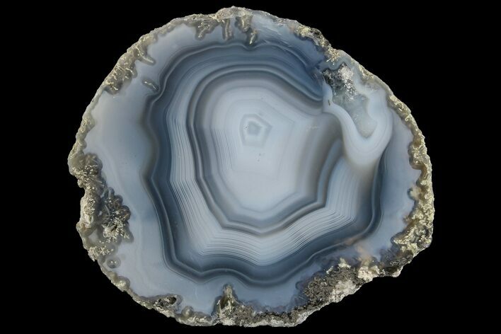 Las Choyas Coconut Geode Half with Banded Blue Agate - Mexico #165551